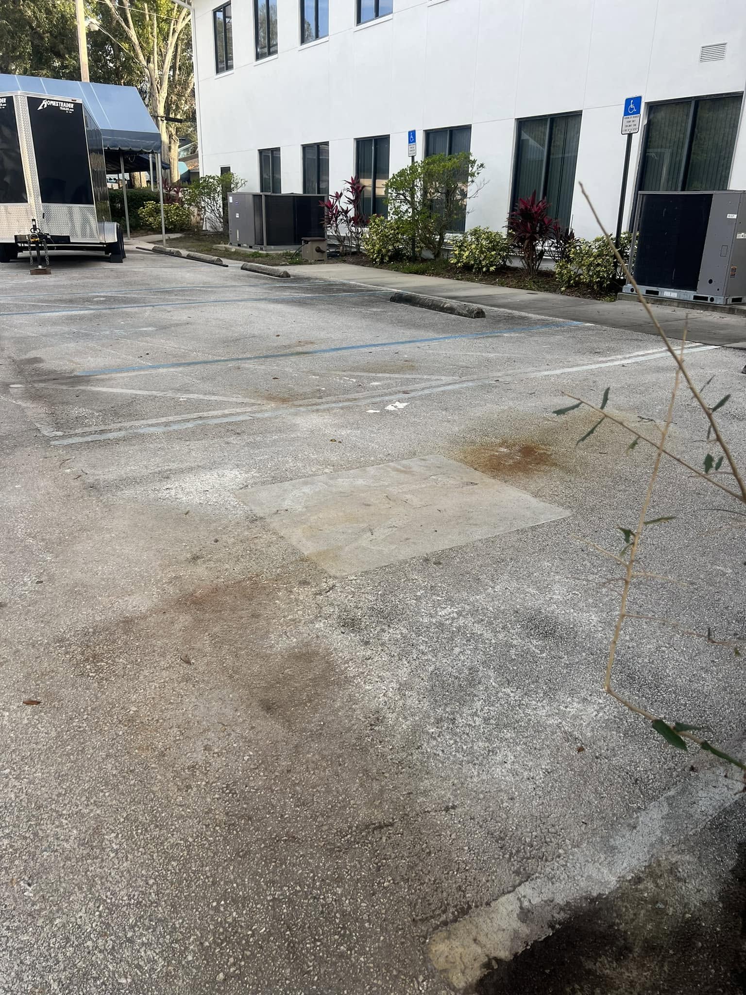 Parking area before resurfacing and striping